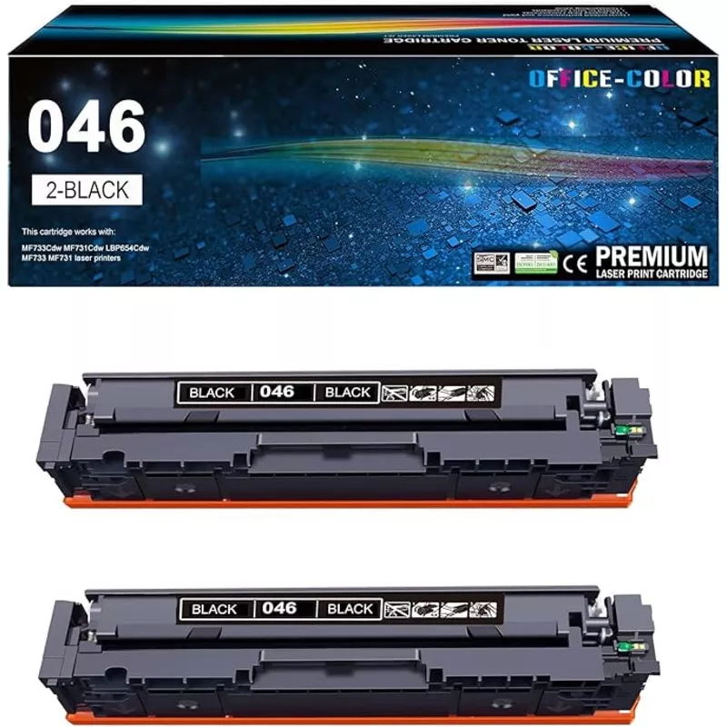 046 Black MF733Cdw Toner Cartridge Replacement for Canon 046 CRG-046 Toner for Color imageCLASS MF733Cdw MF731Cdw MF735Cdw LBP654Cdw Printer Ink (2-Black)