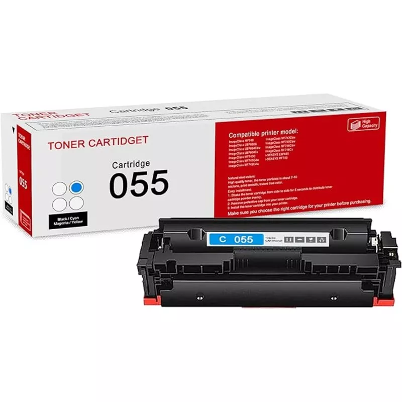 1 Pack 055 3015C001 Cyan Whit chip Toner Cartridge: Compatible CRG 055 3015C001 Replacement for Canon Color ImageClass MF740 LBP660C LBP664Cdw MF740C MF745Cdw i-SENSYS LBP660 MF740 Printer