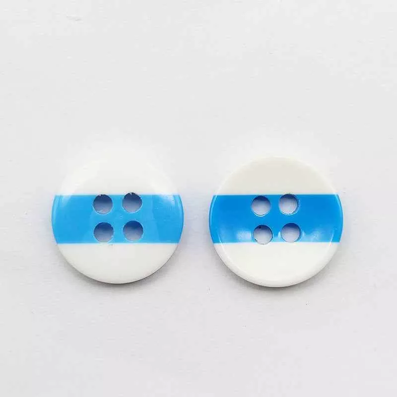 10/11.5/12mm Dual-Tone Round 4-Hole Resin Buttons 100pcs Blue