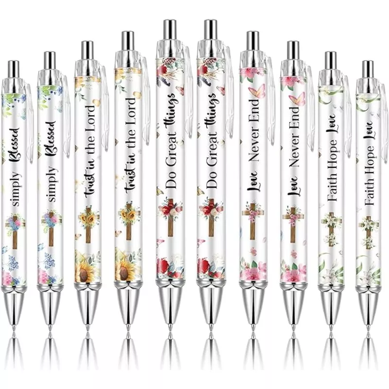 10 PCS Bible Verse Pens, Christian Pen Set, Christian Ballpoint Pens for School Office Church Supplies