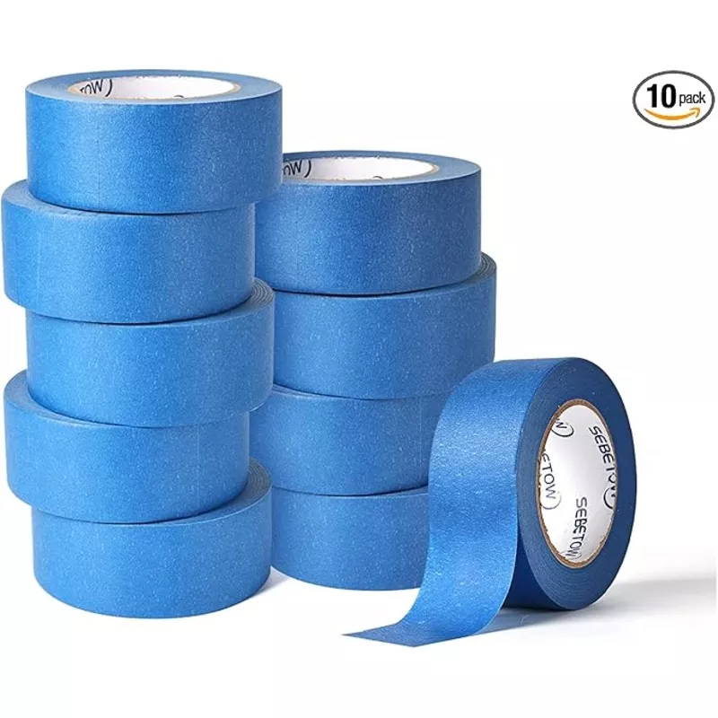 10 Rolls Painters Tape 2 inch Bulk Painter Tape Blue Wide Roll, Blue Masking Tape, 2 Inches x 55 Yards for General Purpose Wall Painting, Home Improvement