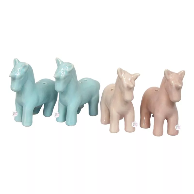 10 Strawberry Street Whimsical Cupboard Unicorn Salt & Pepper Shaker Sets - Pink & Aqua Pink