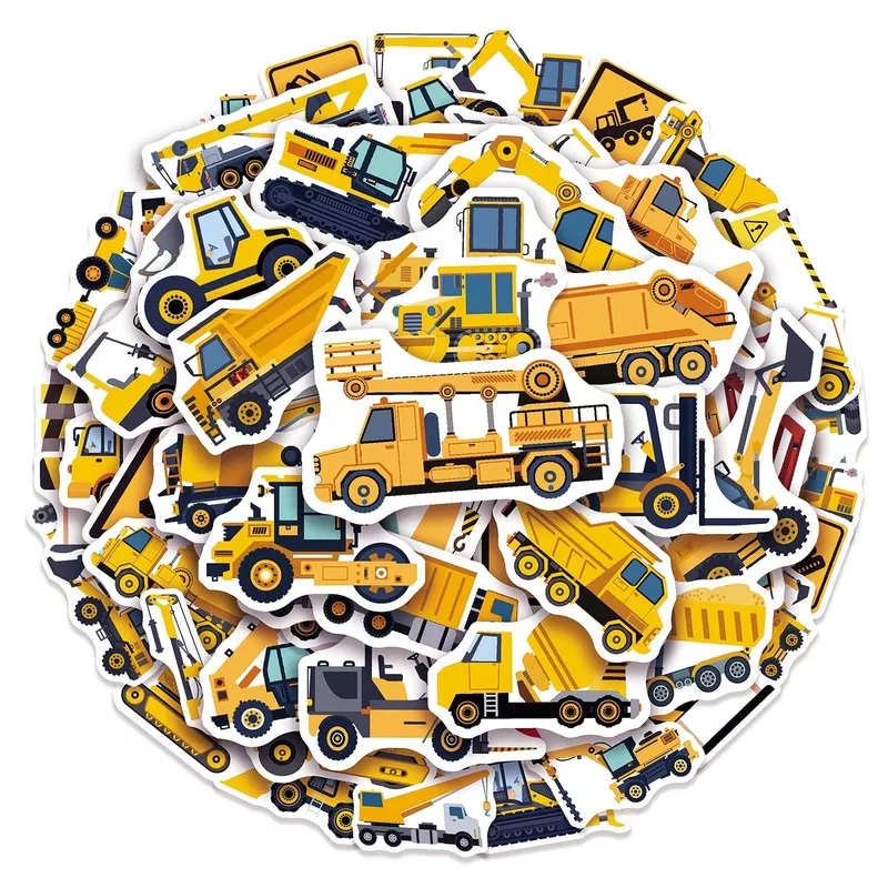 100-Pack Construction Vinyl Stickers, 2.1×2.3 Inches