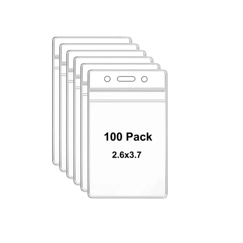 100 Pcs Clear Plastic Vertical Name Tag Badge Holders