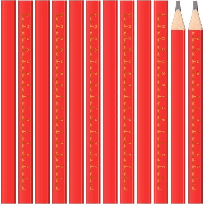 100 Pieces Octagonal Red Hard Black Carpenter Construction Pencils
