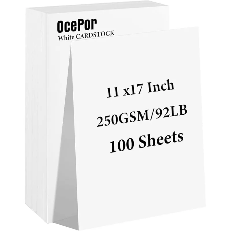 100 Sheets White Cardstock 11 x 17, 92lb/250gsm Card Stock, Thick Card Stock Paper, Heavy Cardstock Paper for Printer, Resume, Scrapbooks, Art, Crafts, Business Cards