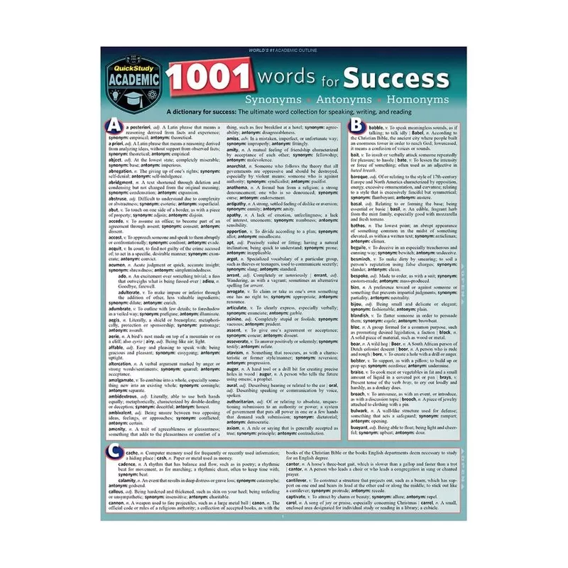 1001 Words for Success – Synonyms, Antonyms & Homonyms Bar Chart