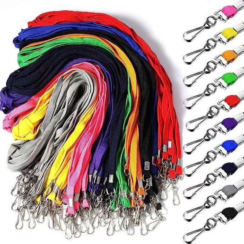 100Pcs Nylon Bulk Lanyard for Id Badges Black