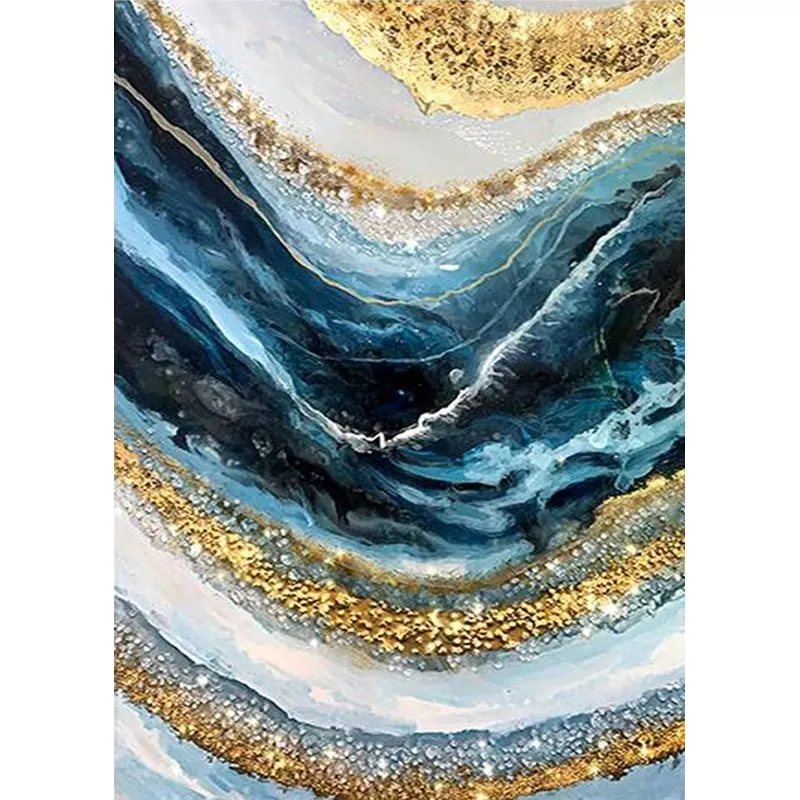 11.8 x 15.7 Inch Abstract Wave Diamond Painting Kit, Full Round Drill Canvas with Pen, Plate, Glue and Round Drills, No Frame