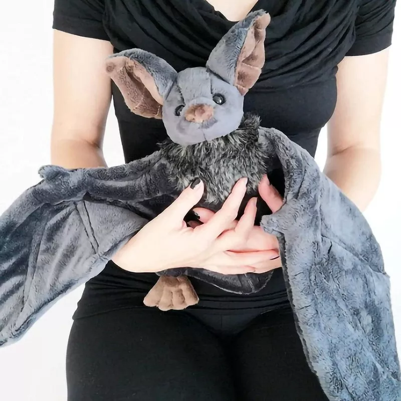 11.81 Inch Bat Plush with 27 Inch Wingspan, Plush Fabric Stuffed Animal with PP Cotton Fill, Goth Bat Doll for Halloween Decor and Gifts