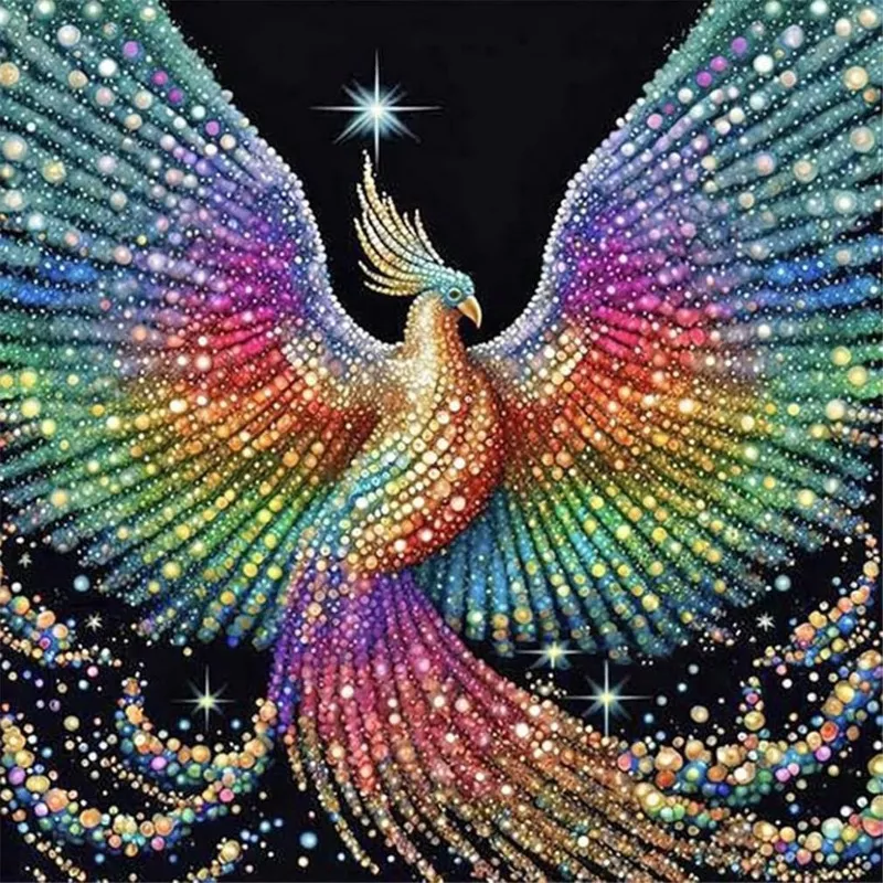 12×12 Inch 5D Phoenix Diamond Painting Kit, Full Drill Round Resin Rhinestone Craft with Canvas and Tools