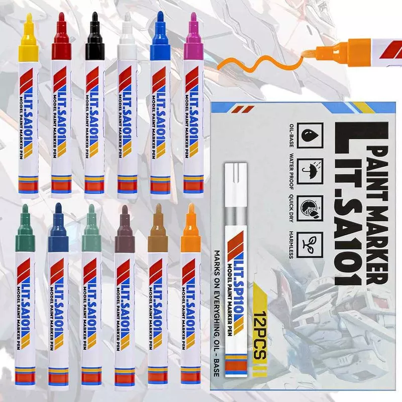 12 Color Gundam Model Paint Marker Pen Set