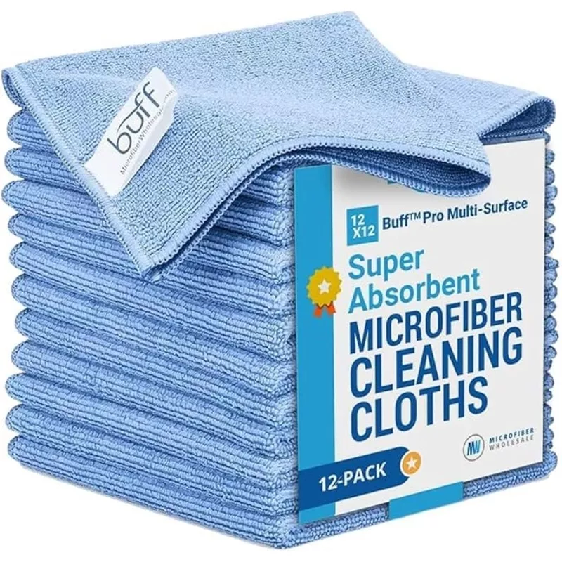 12" x 12" MW Pro Multi-Surface Microfiber Cleaning Cloths | Blue - 12 Pack | Premium Microfiber Towels for Cleaning Glass, Kitchens, Bathrooms, Automotive, Supplies & Products
