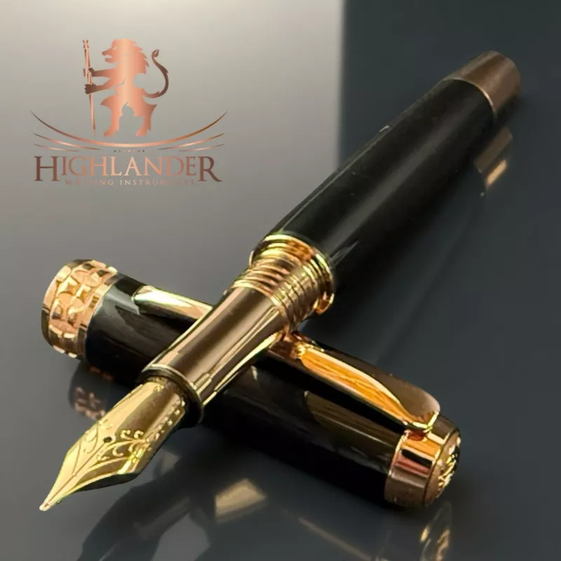 Highlander Signature Black Onyx | Red Gold Fountain Pen