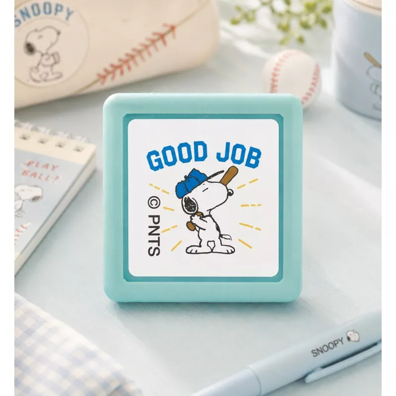 [JAPAN] Peanuts Snoopy Mini Pon Stamp [Baseball-Good Job]
