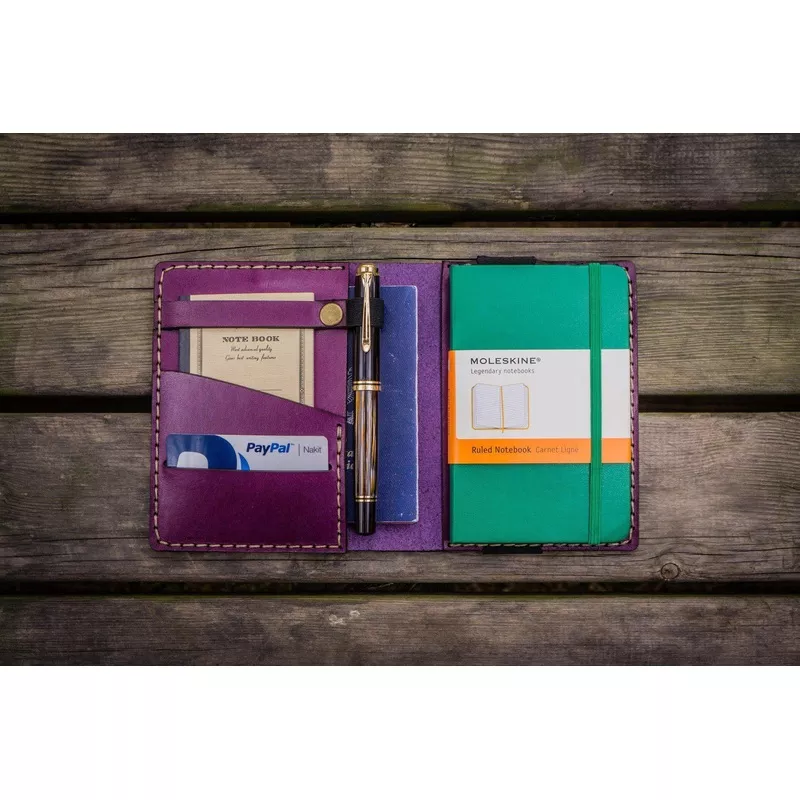 Leather Pocket Moleskine Journal Cover - Purple