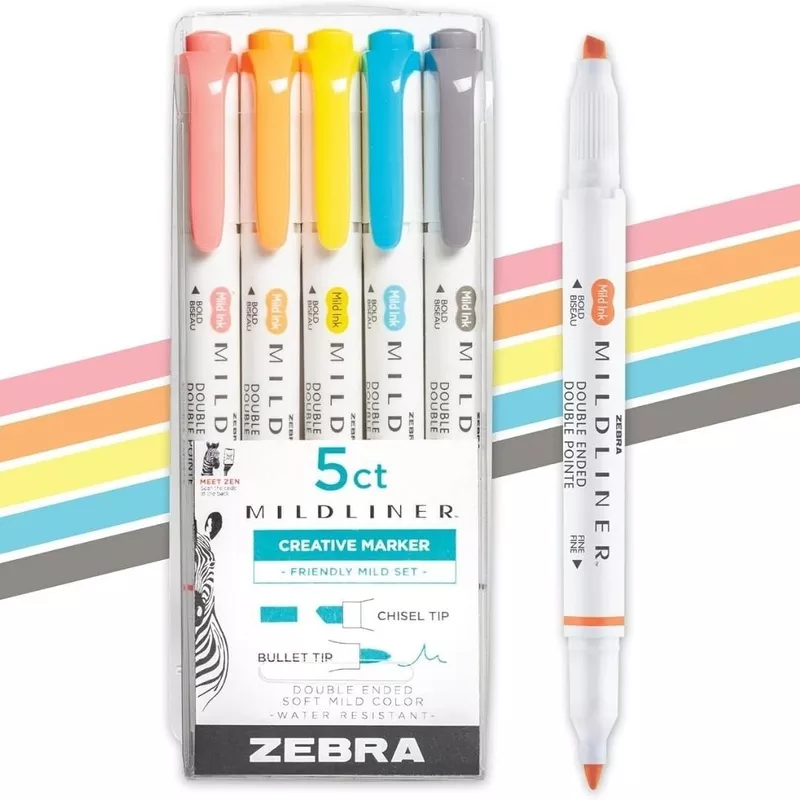 Zebra Mildliner Friendly Mild Set 5 Pack
