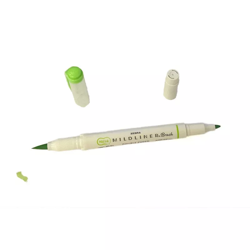 Zebra Mildliner Highlighter Green Double Ended Brush and Fine