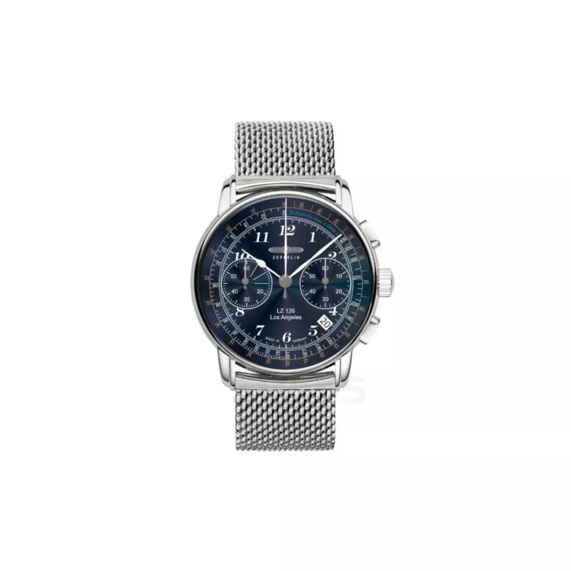 Zeppelin LZ126 Los Angeles Quartz Watch, Blue, 42 mm, 7614M-3