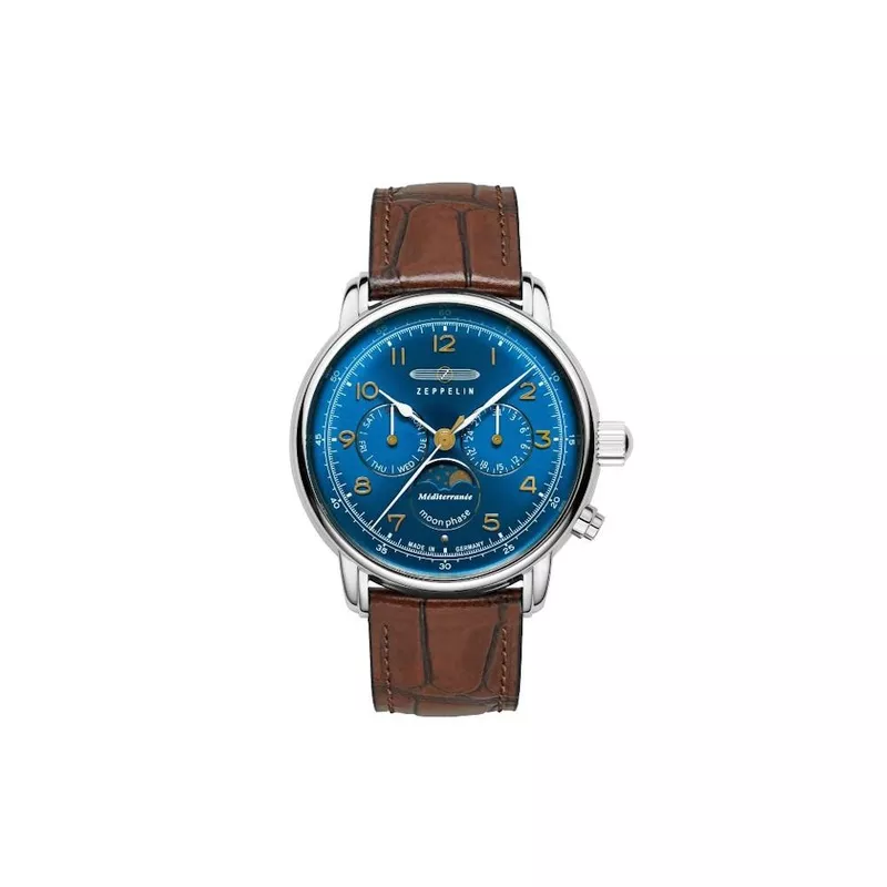 Zeppelin Mditerrane Quartz Watch, Blue, 42 mm, 9636-3
