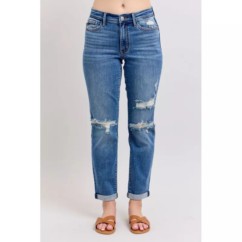 Zoe Mid Rise Vintage Wash Boyfriend Judy Blue Denim